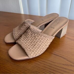 Joie Woven Tan Leather Block Heel Sandals Size 9
